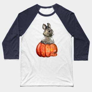 Grey Pumpkin Bunny Baseball T-Shirt